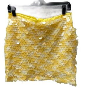 ❤️ SEQUIN MINI SKIRT SIZE X-SMALL NEW YELLOW